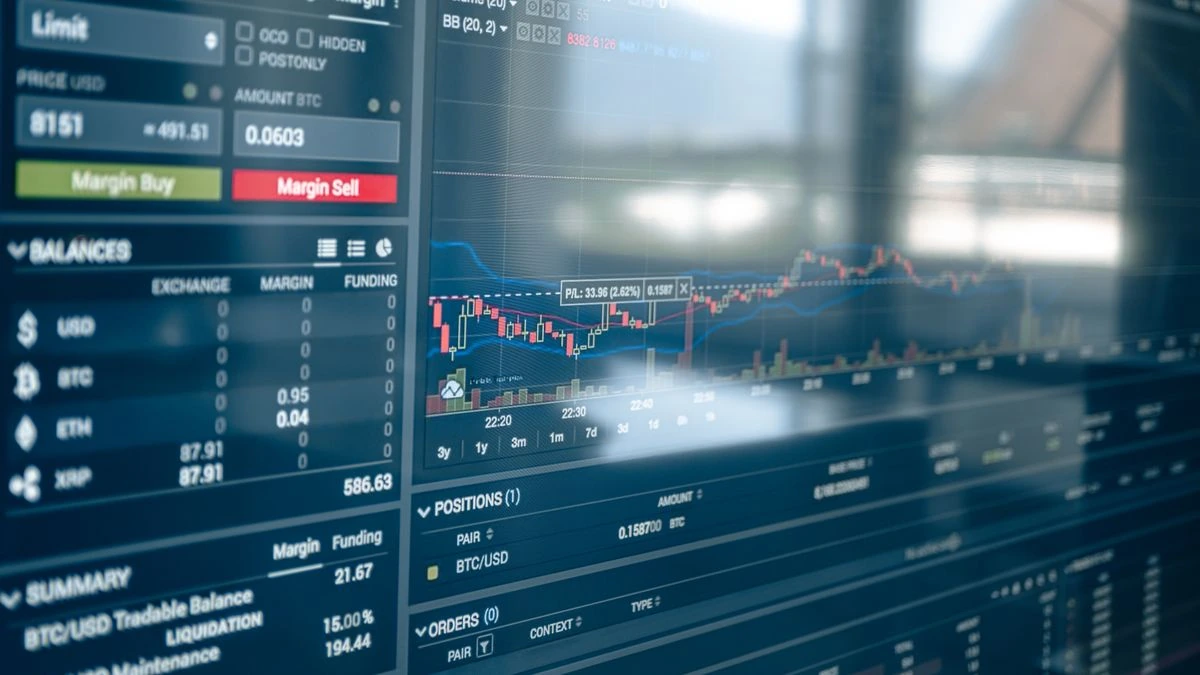 Market research screens in a professional financial workspace
